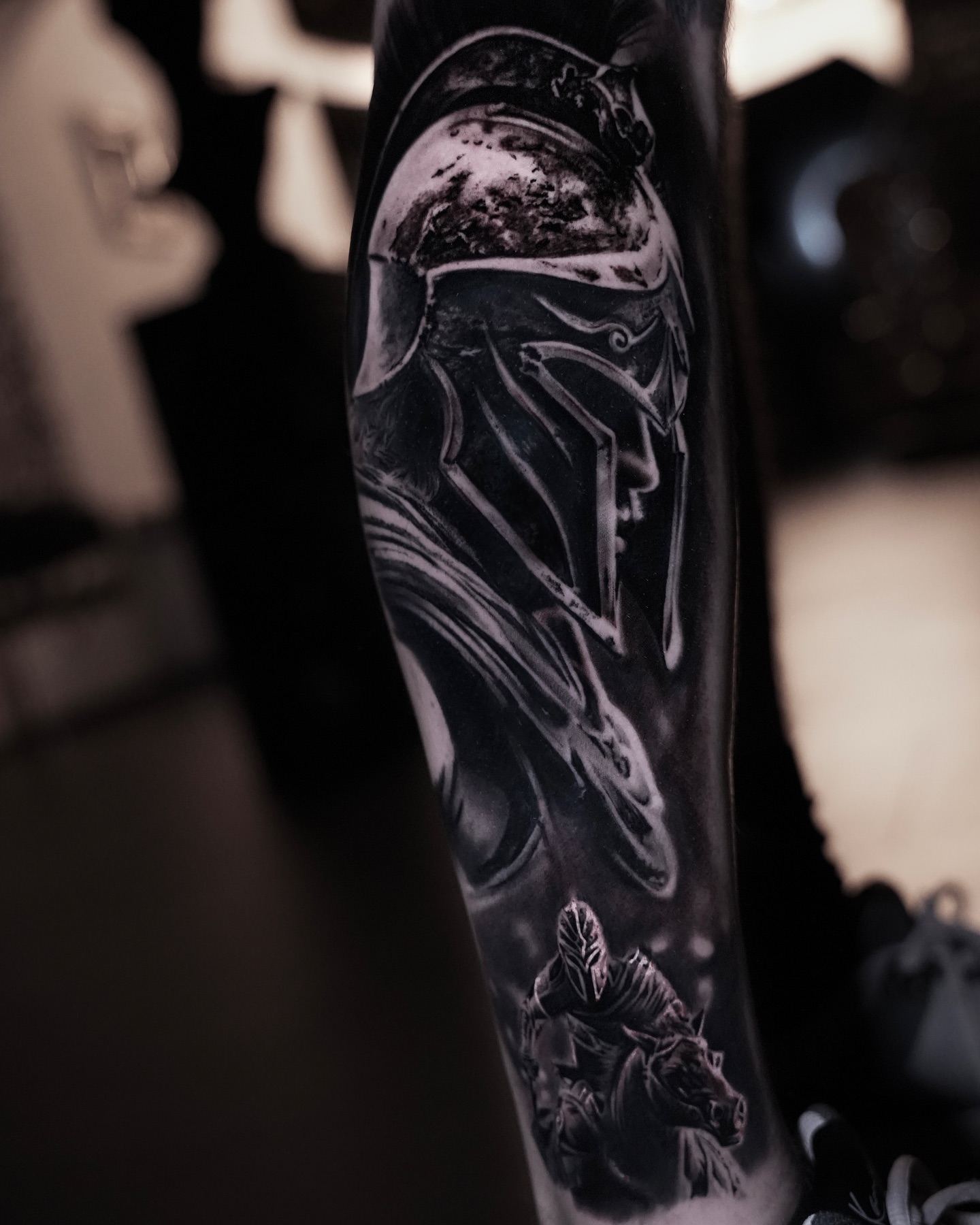 Spartan Helmet Sleeve Tattoo