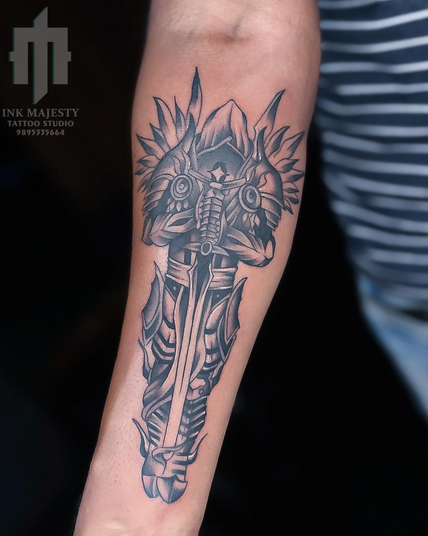 Spartan Sword And Helmet Tattoo