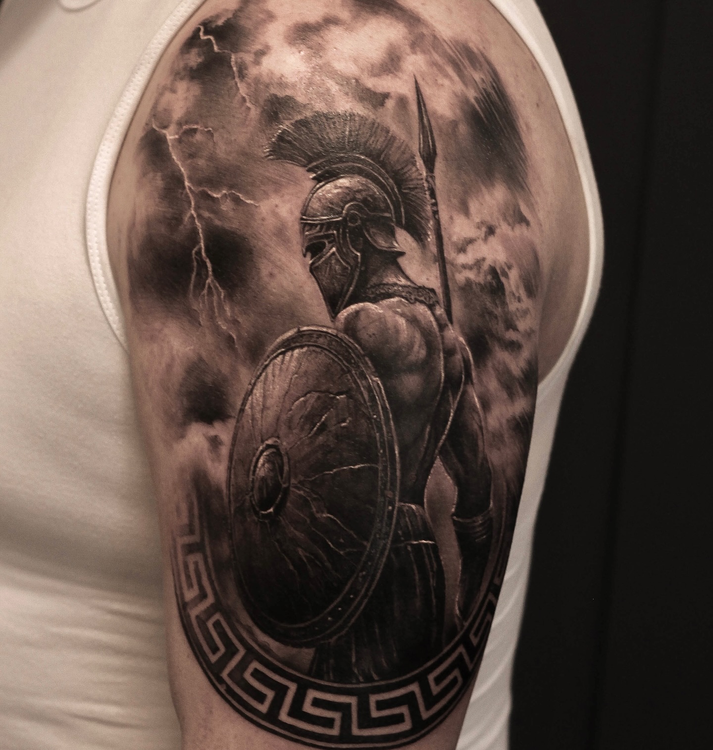 Spartan Warrior In The Storm Tattoo