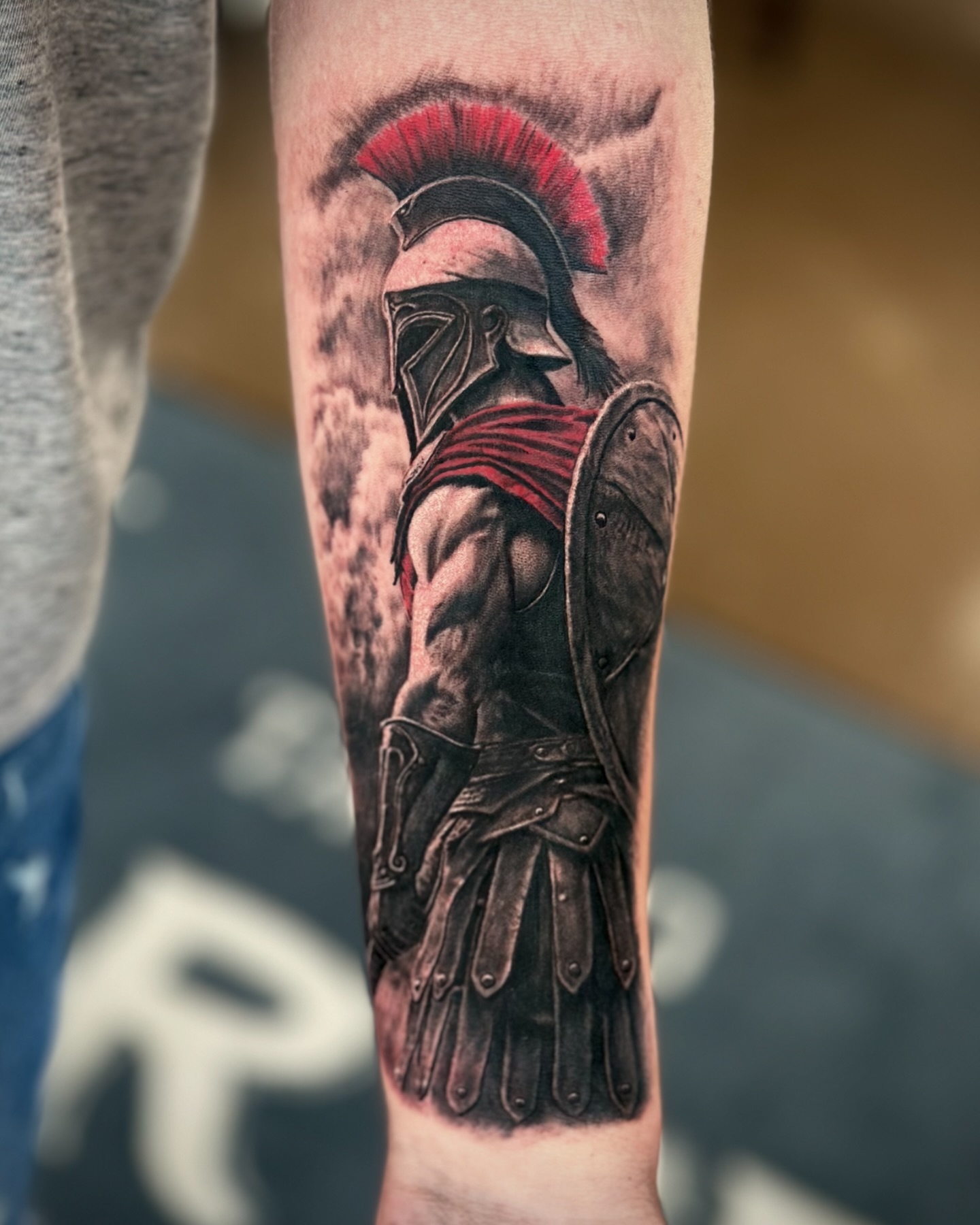 Spartan Warrior With Shield Tattoo