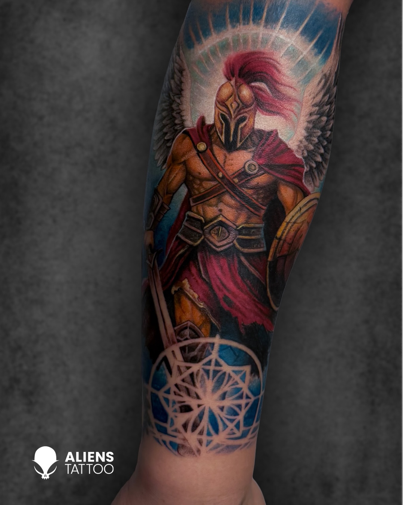Winged Spartan Warrior Tattoo