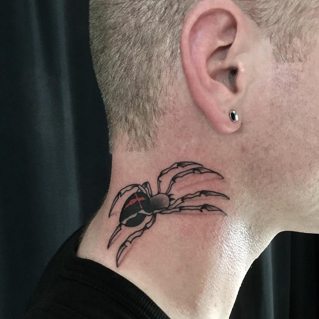 Spider Neck Tattoo