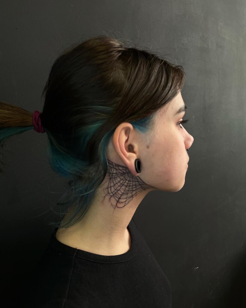 Butterfly And Thorns Neck Tattoo