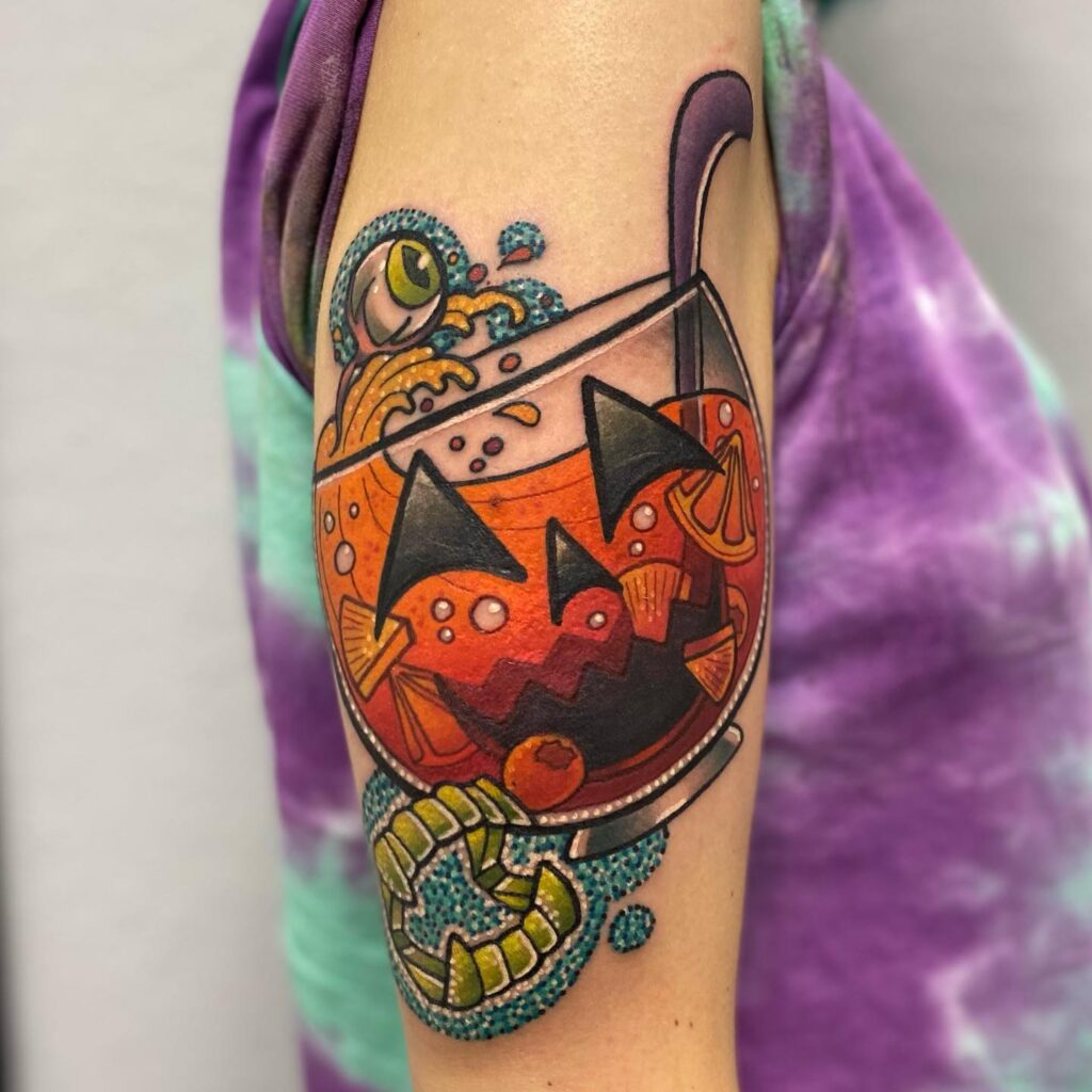 Psychedelic Jack O’ Lantern Tattoo jack o lantern tattoo ideas tattoo