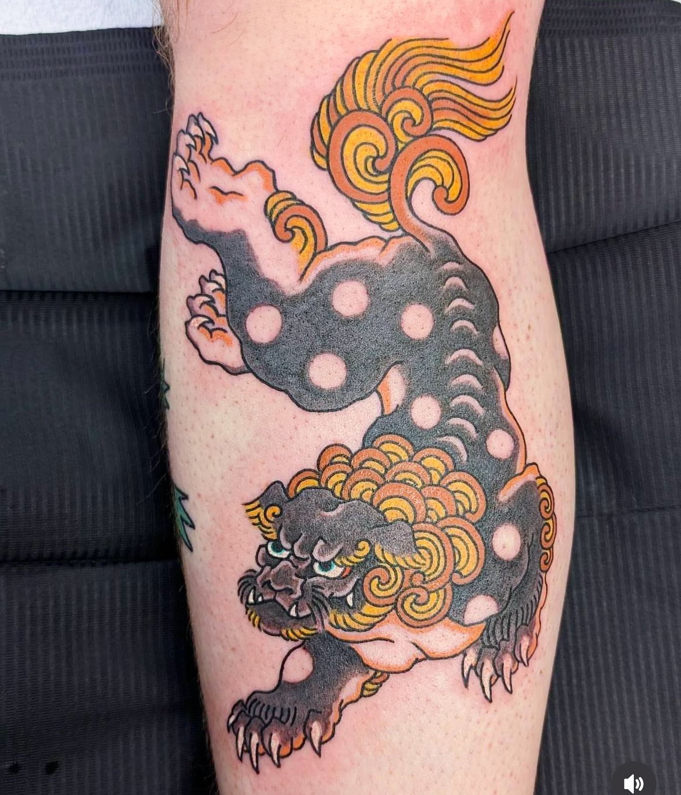 Framed Foo Dog Charm Tattoo
