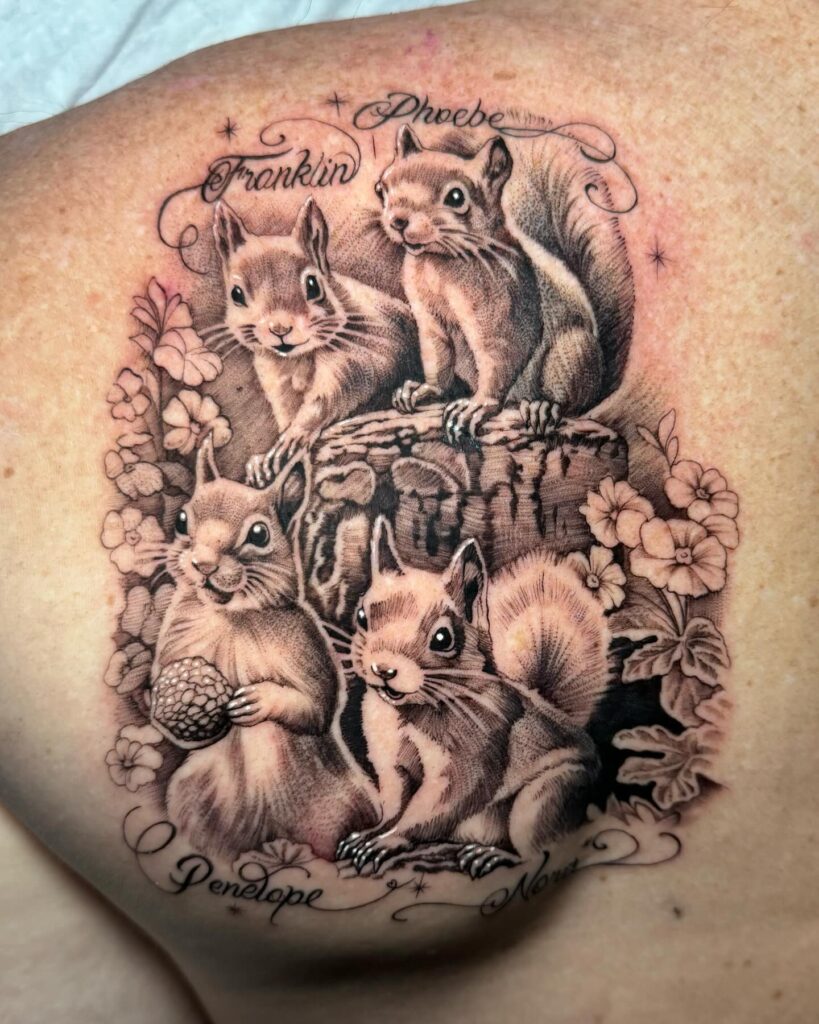 Squirrel Family with Names grandchildren tattoos for grandparents tattoo