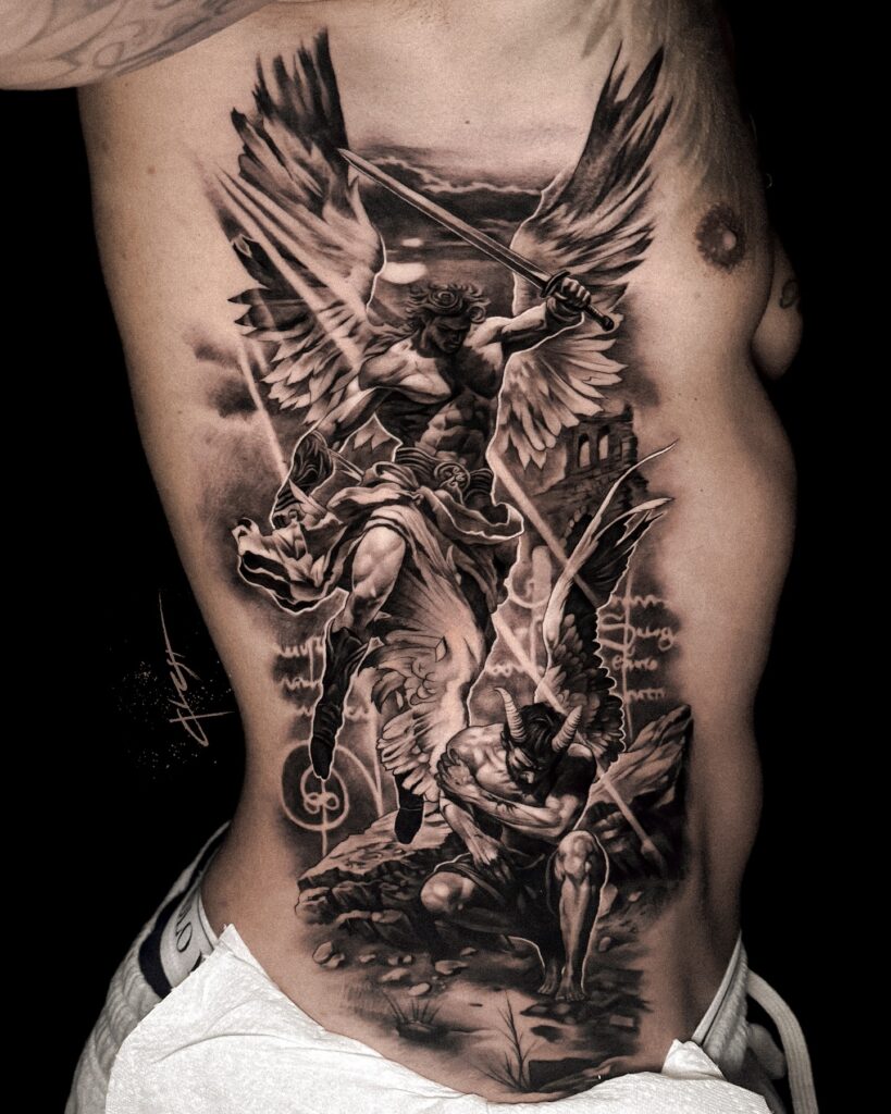 St. Michael Defeating the Devil Tattoo angel tattoo ideas tattoo