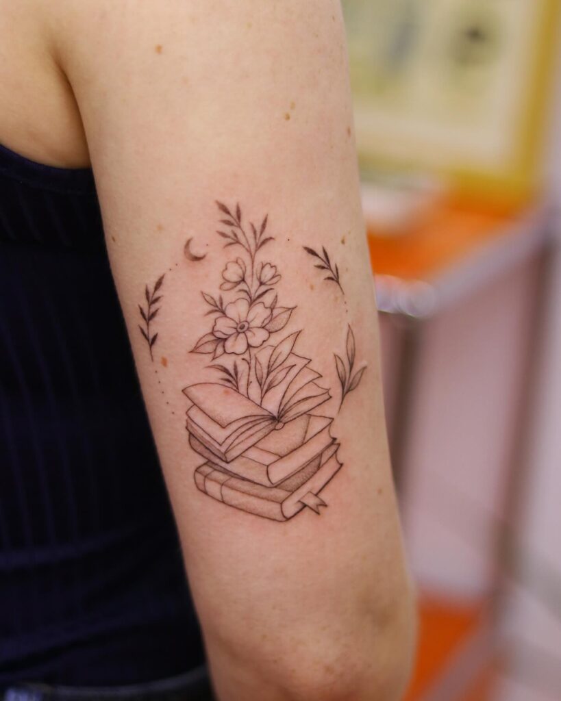 Ghostly Bookworm Tattoo book lover tattoos tattoo