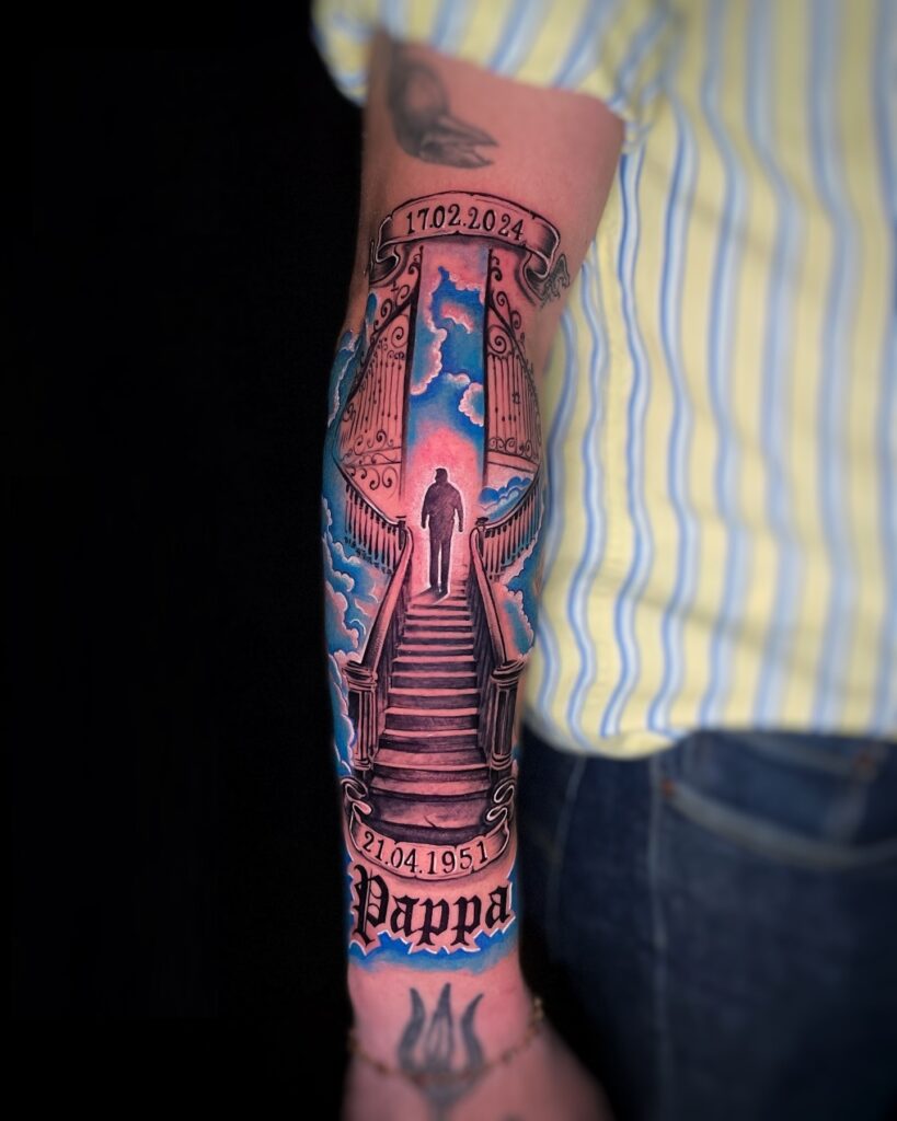 Stairway to Heaven Dad Tribute Tattoo dad memorial tattoos tattoo