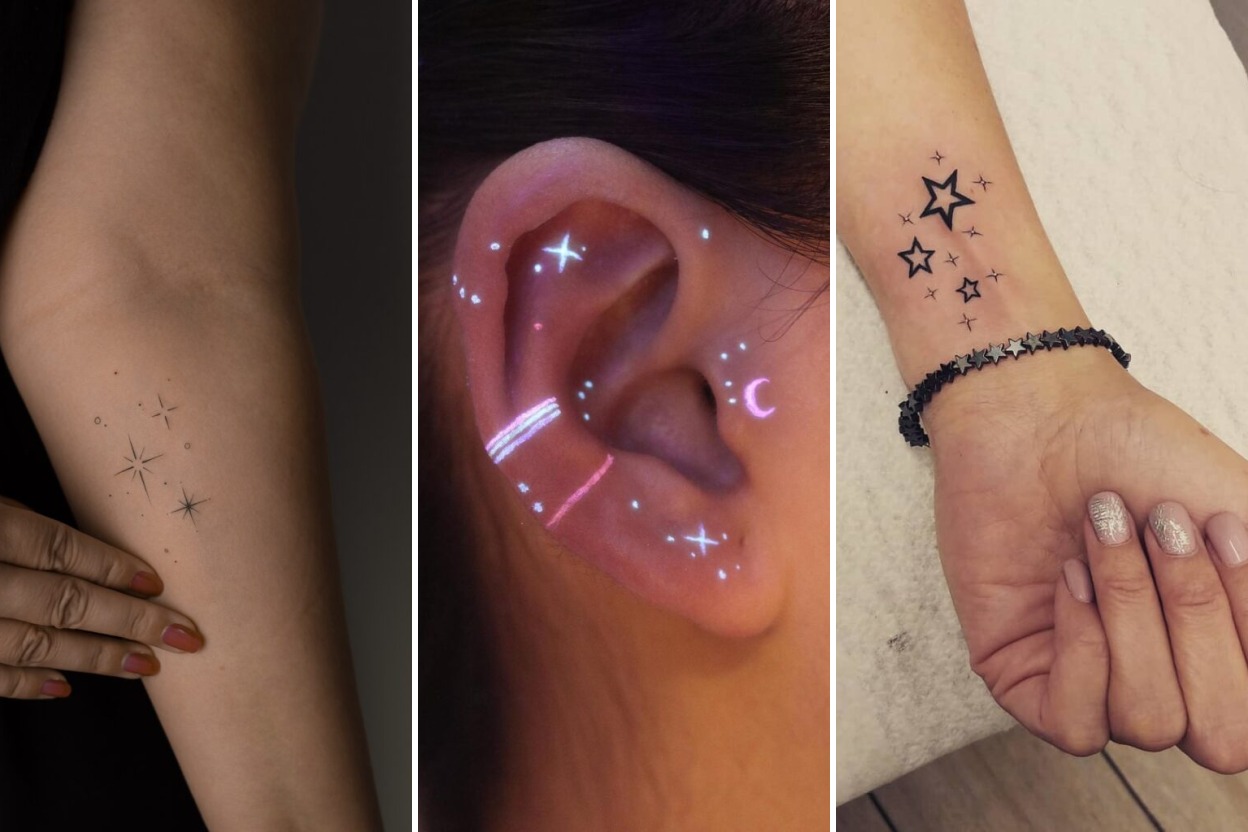 Aesthetic star tattoo ideas and delicate ink ideas collage