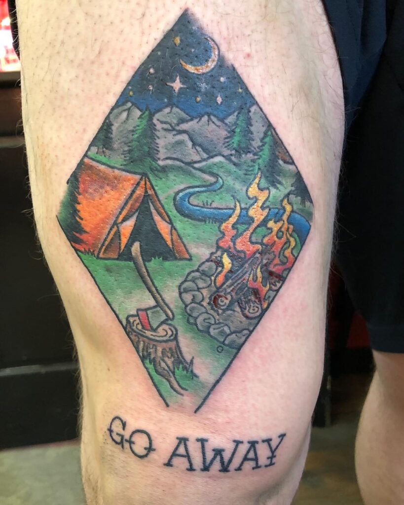 Starlit Backcountry Camping Sanctuary nature scene tattoo