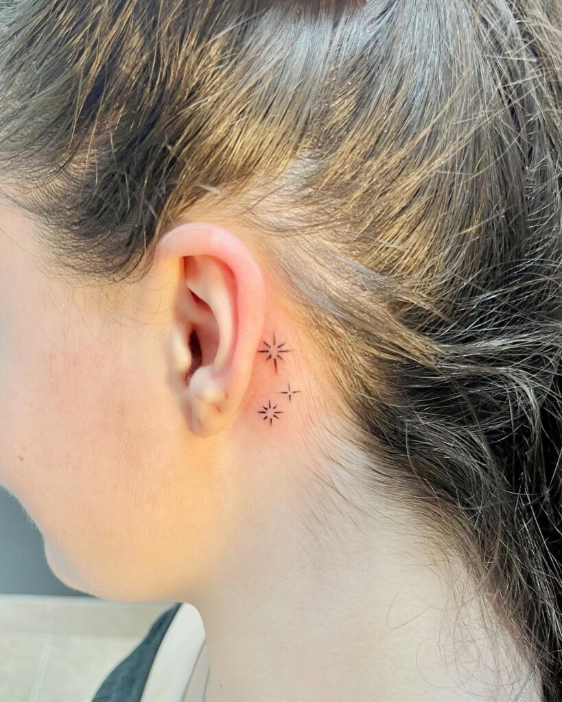 Minimal Semicolon Behind The Ear Tattoo Design