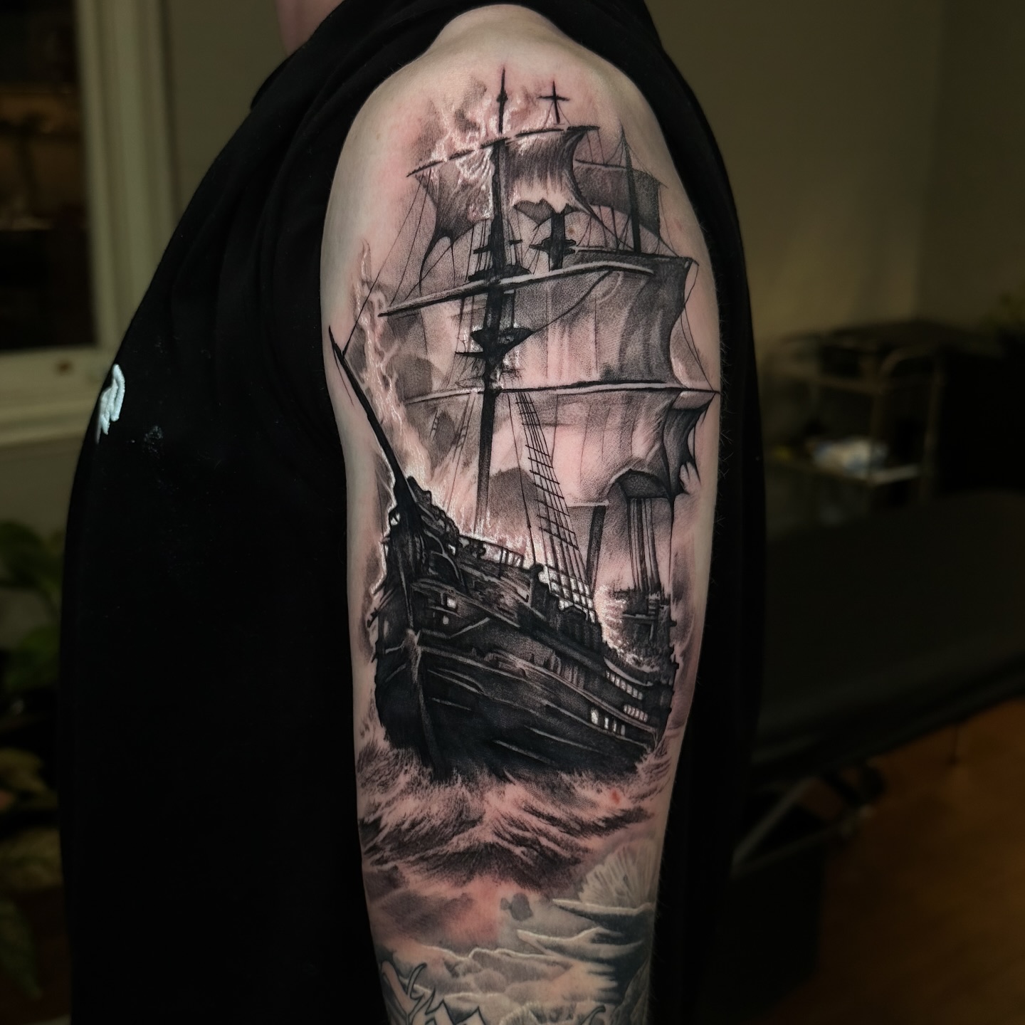 Dark Sails Ship Tattoo