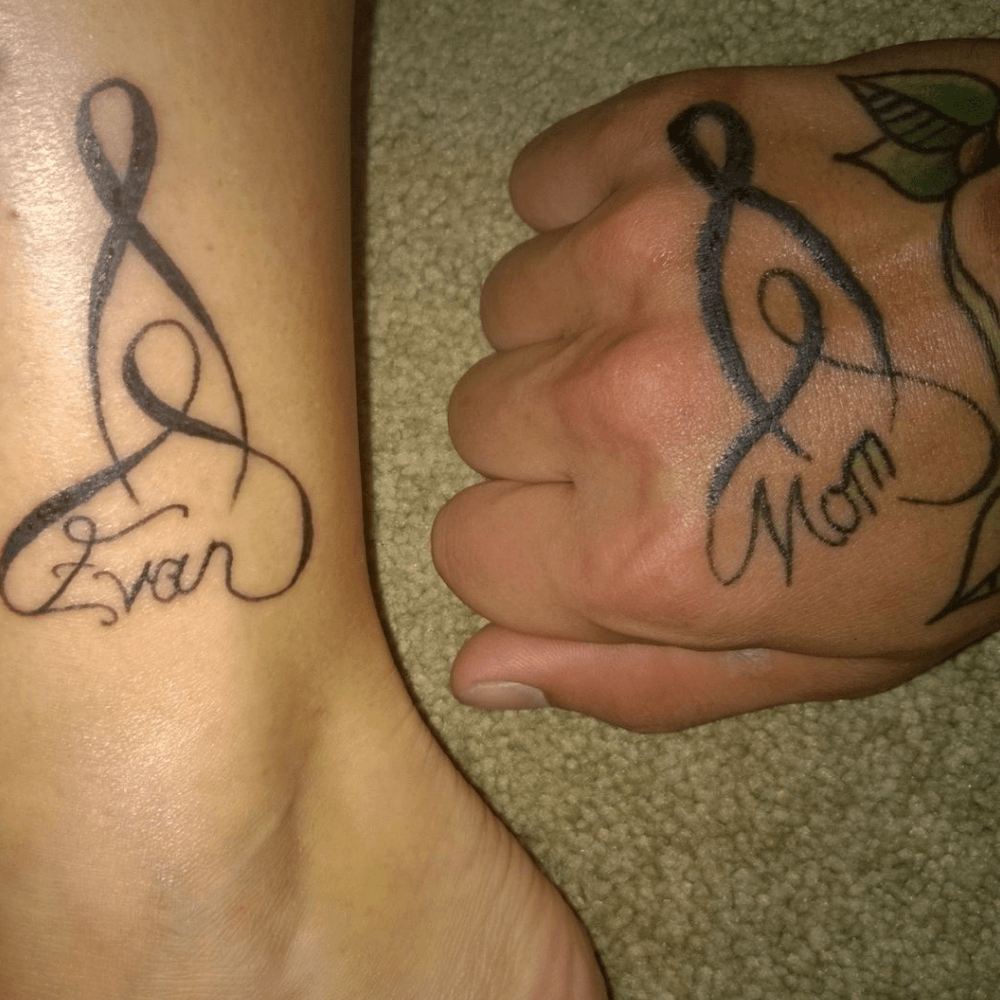 Stylized Infinity Symbols with Names mom and son tattoo ideas tattoo