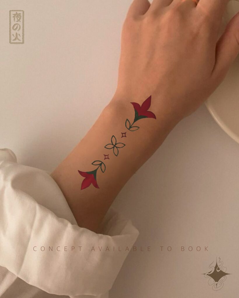 Stylized Red Lily Wrist Tattoo Concept flower wrist tattoo ideas tattoo