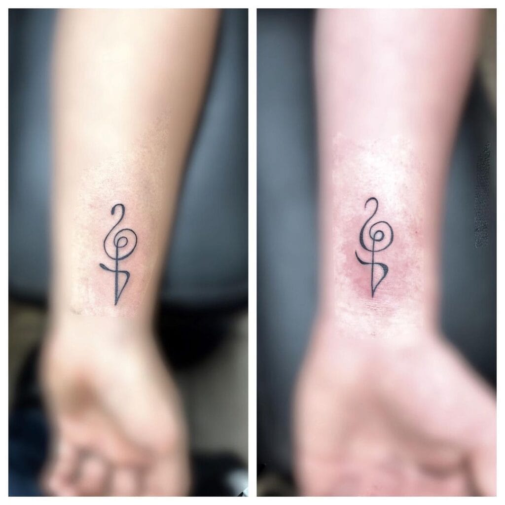 Stylized Treble Clef mom and son tattoo ideas tattoo