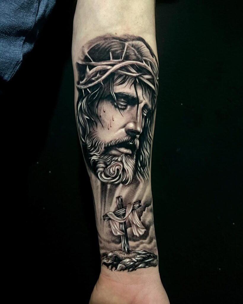 Crucifixion and Skull Back Tattoo jesus tattoos tattoo