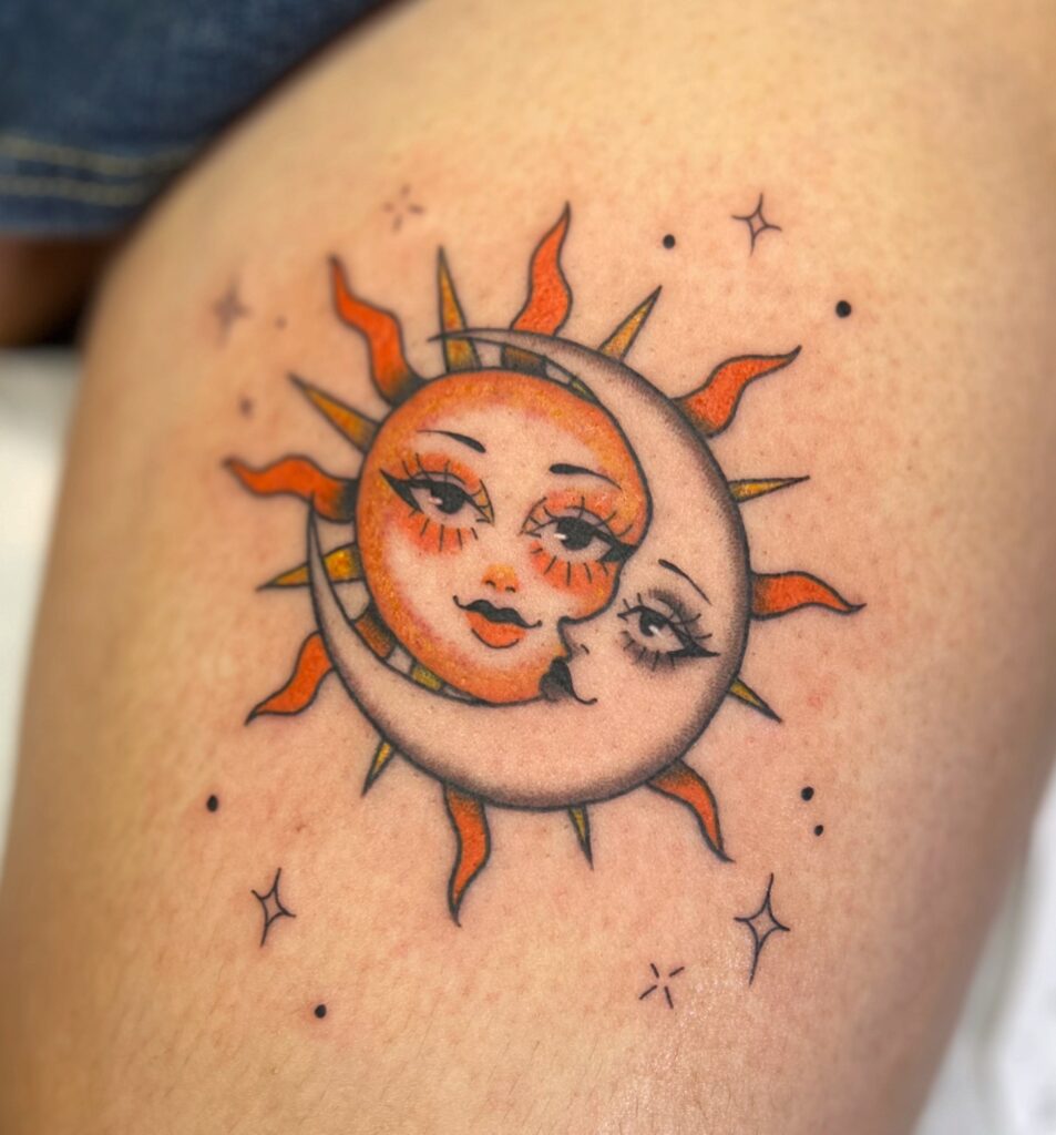 Sun and Moon Kiss Tattoo moon tattoos tattoo