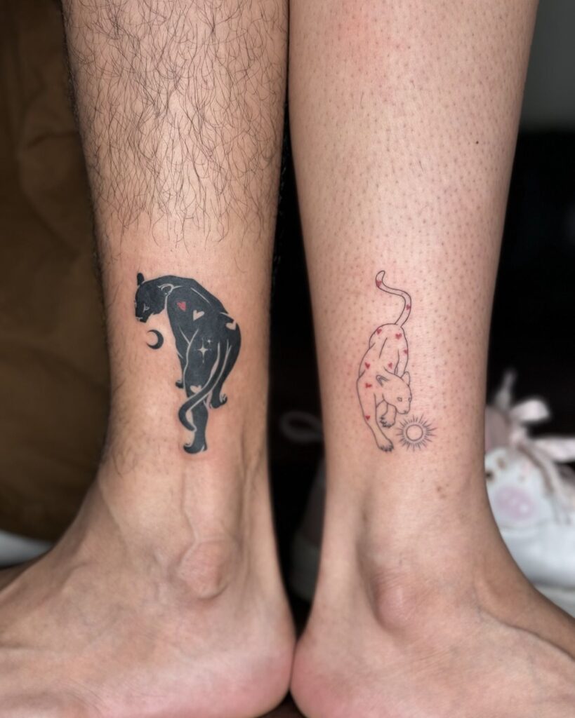 Sun and Moon Panther Tattoos