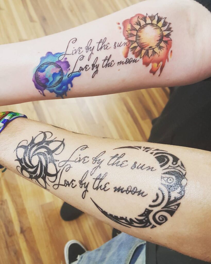 Sun and Moon Quote Matching Tattoo brother sister tattoos tattoo