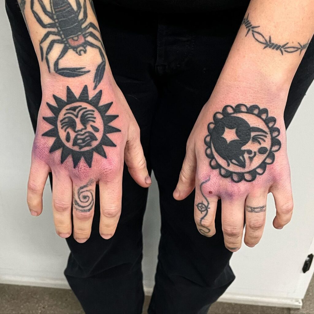Surreal Watchful Eyes Hand Tattoo