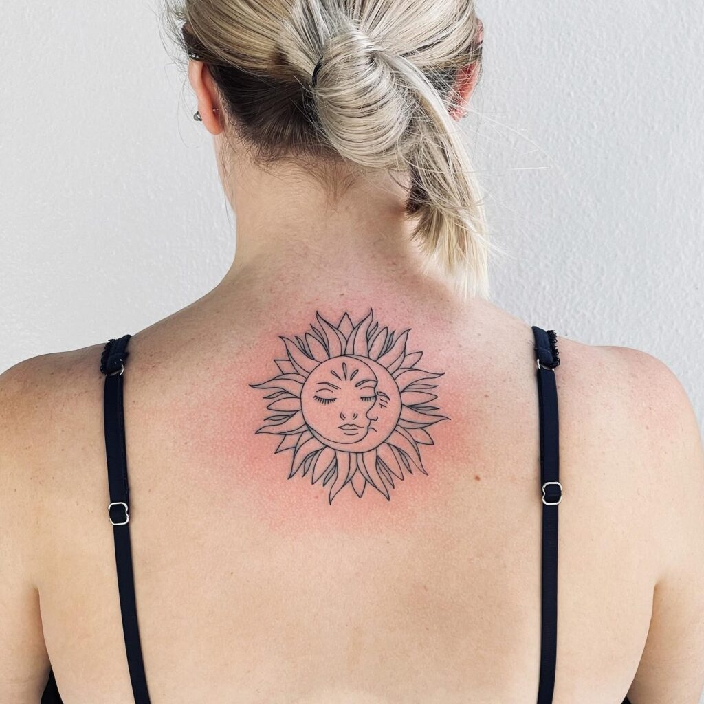 Sun and Moon Unity Back Tattoo symbolic sun and moon tattoo ideas tattoo