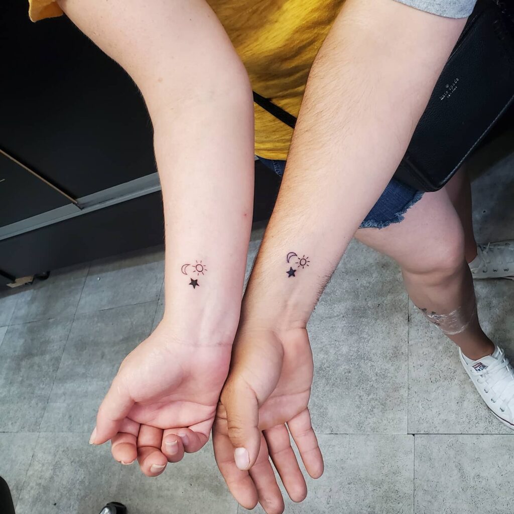 Sun, Moon, and Star Matching Tattoo brother sister tattoos tattoo