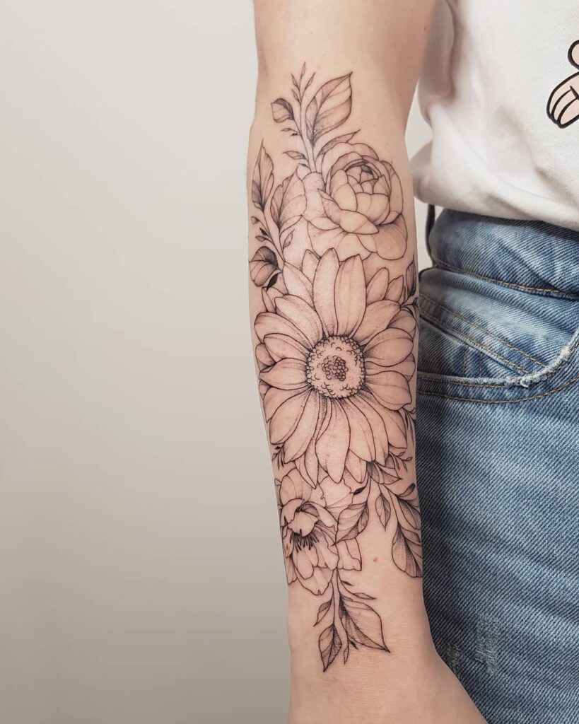 Blue Roses Half Sleeve Tattoo