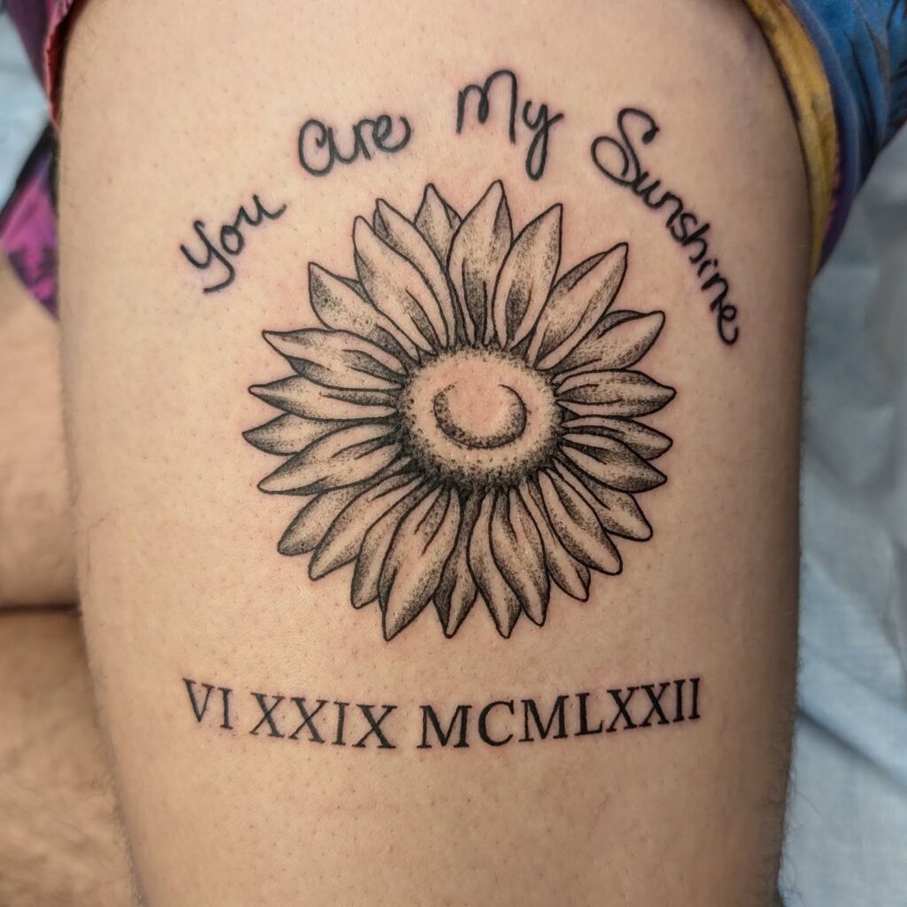 Footprints and Roman Numerals Family Tribute Tattoo roman numerals tattoos tattoo