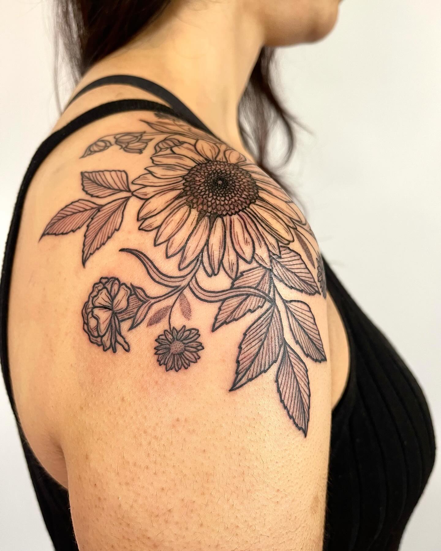 Abstract Wave Shoulder Cap Tattoo