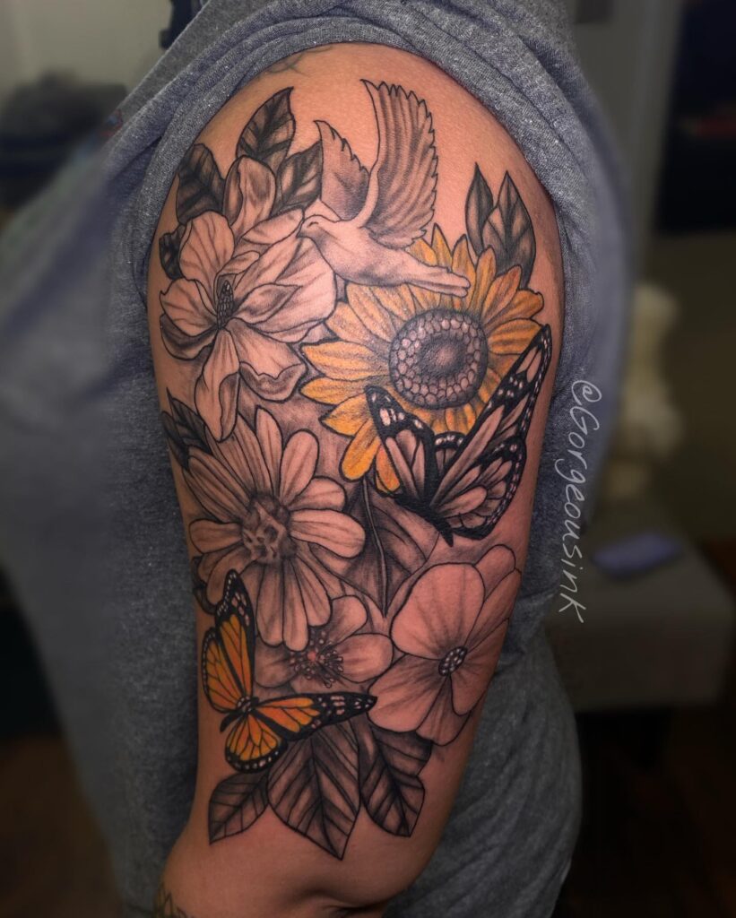 Spiritual Geometric Half Sleeve Tattoo With Sacred Symbols