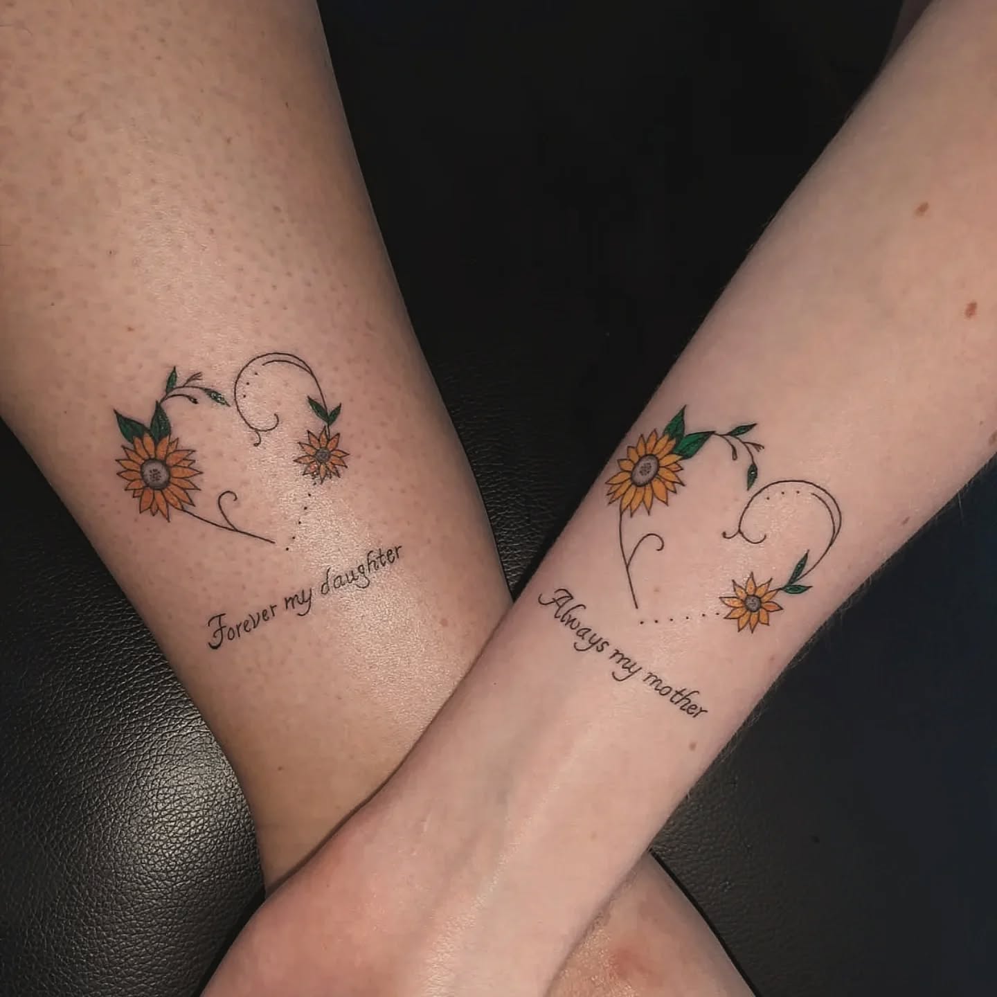 Sunflower Heart Tattoos unique mom and daughter tattoos tattoo