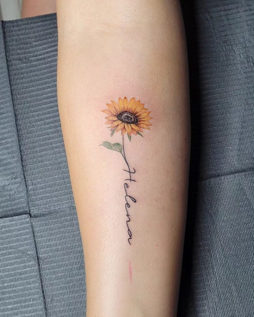 Sunflower Name Tattoo