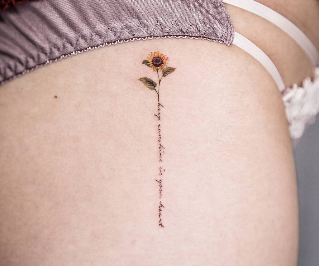 Sunflower Quote Tattoo minimal tiny flower tattoo ideas tattoo