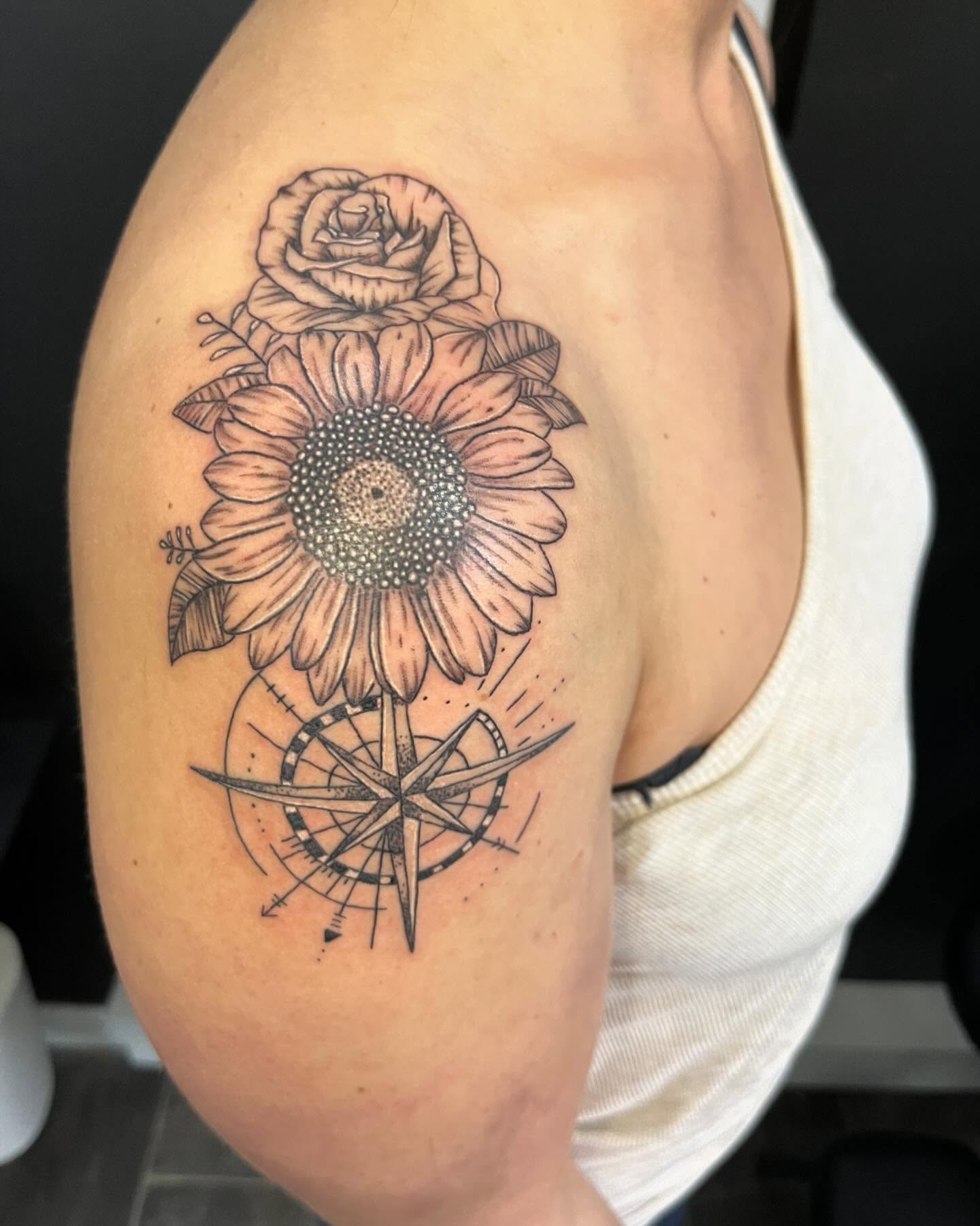 Sunrise Mountain Landscape Shoulder Cap Tattoo