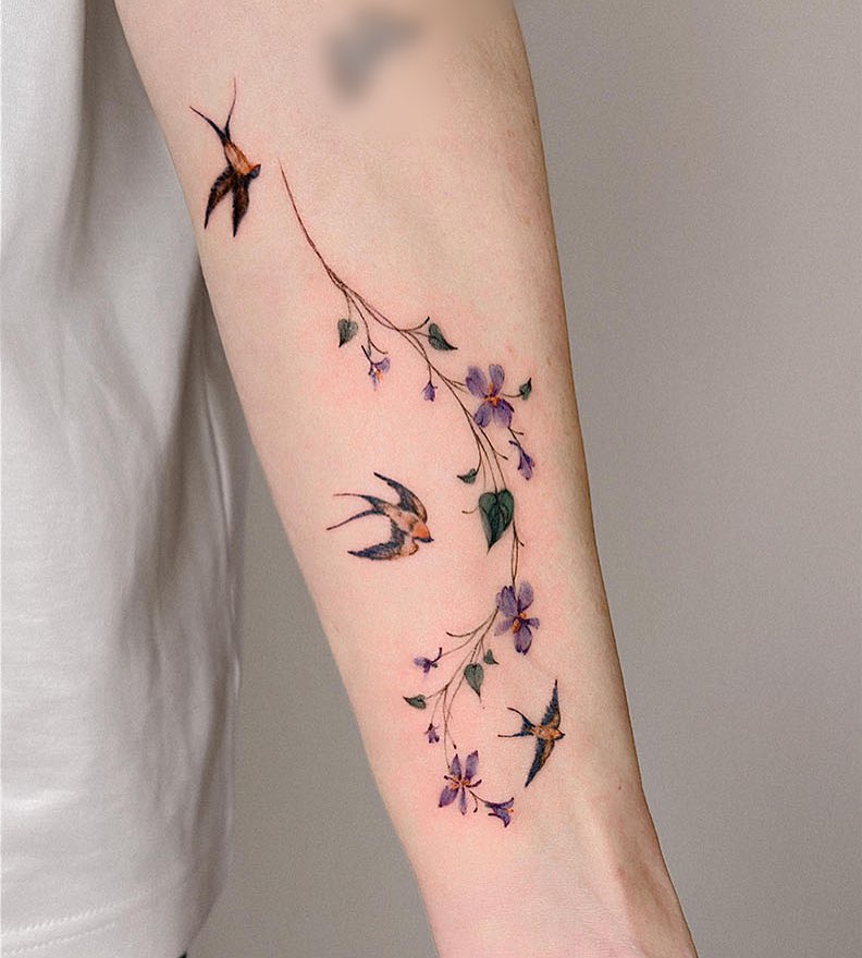 Vine and Star Tattoo on Shoulder and Arm vine tattoos tattoo