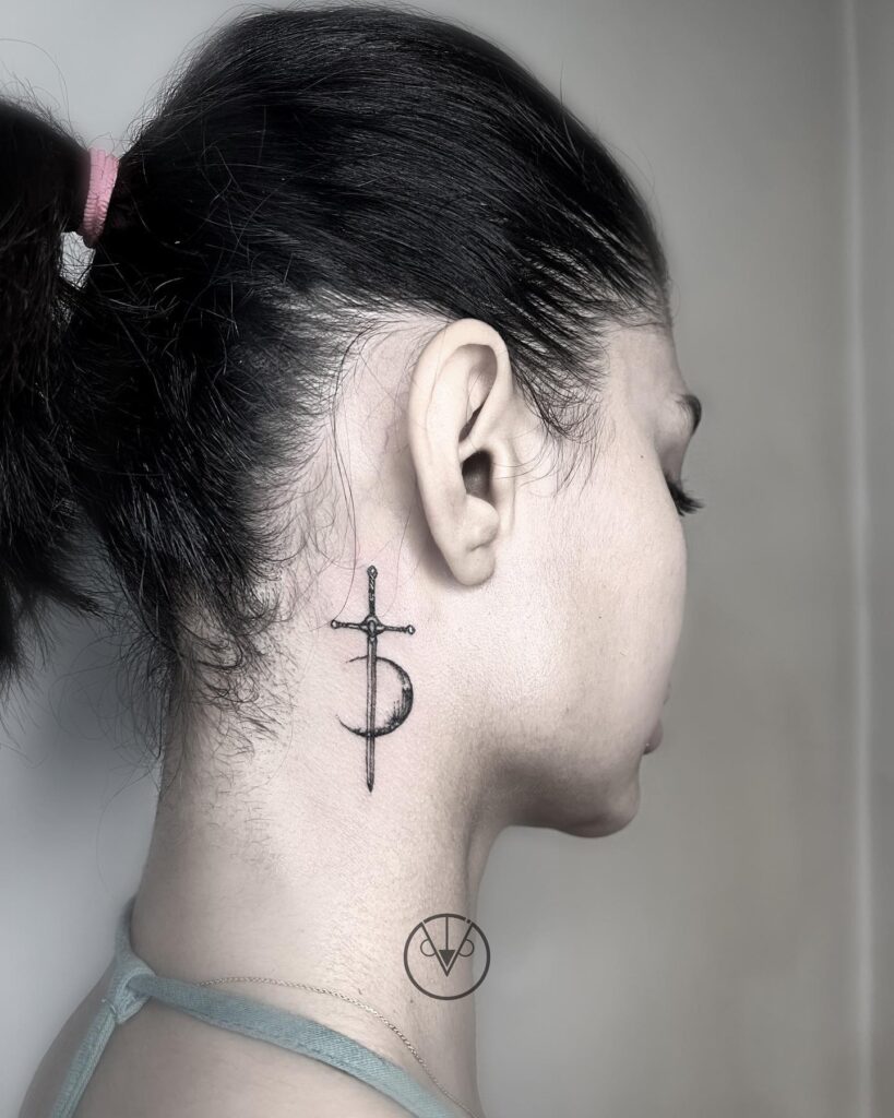 Ornamental Flourish Neck Tattoo