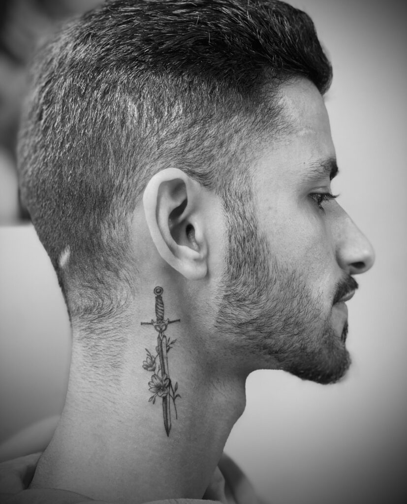 Thorned Heart Neck Tattoo