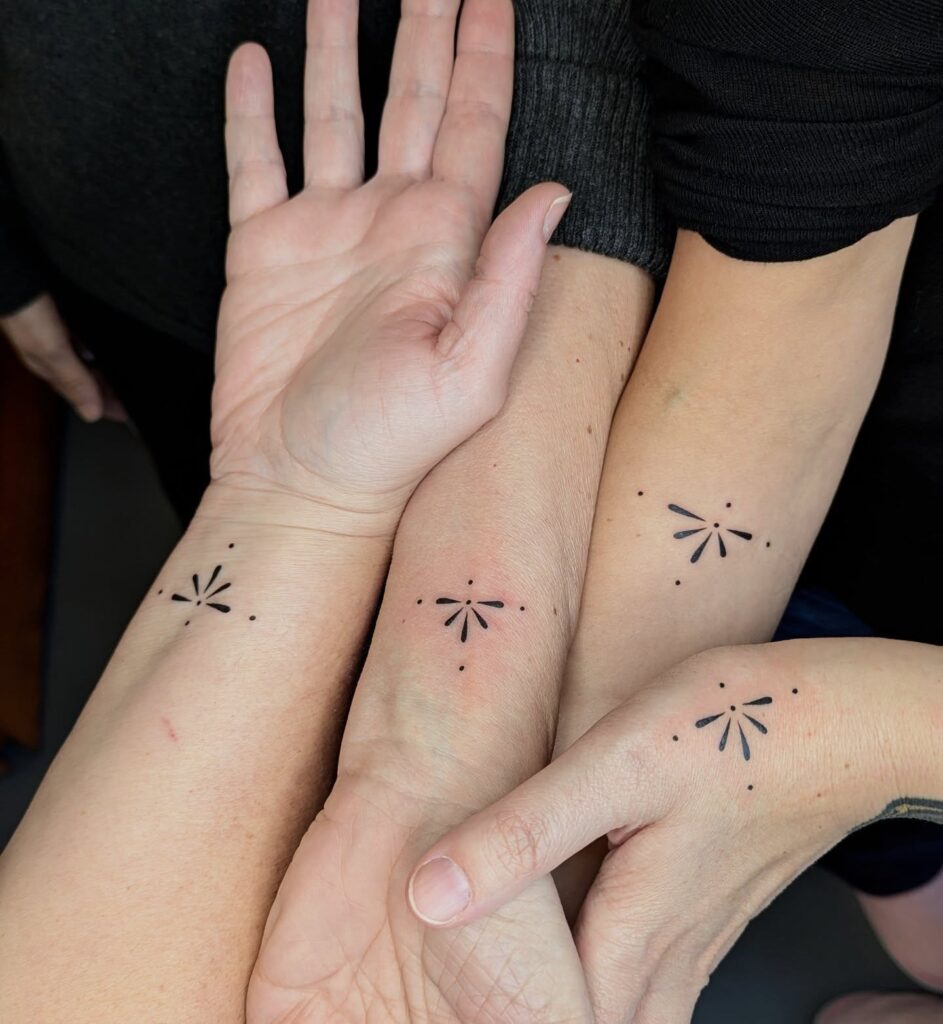 Symmetrical Starburst on Inner Wrist tattoo