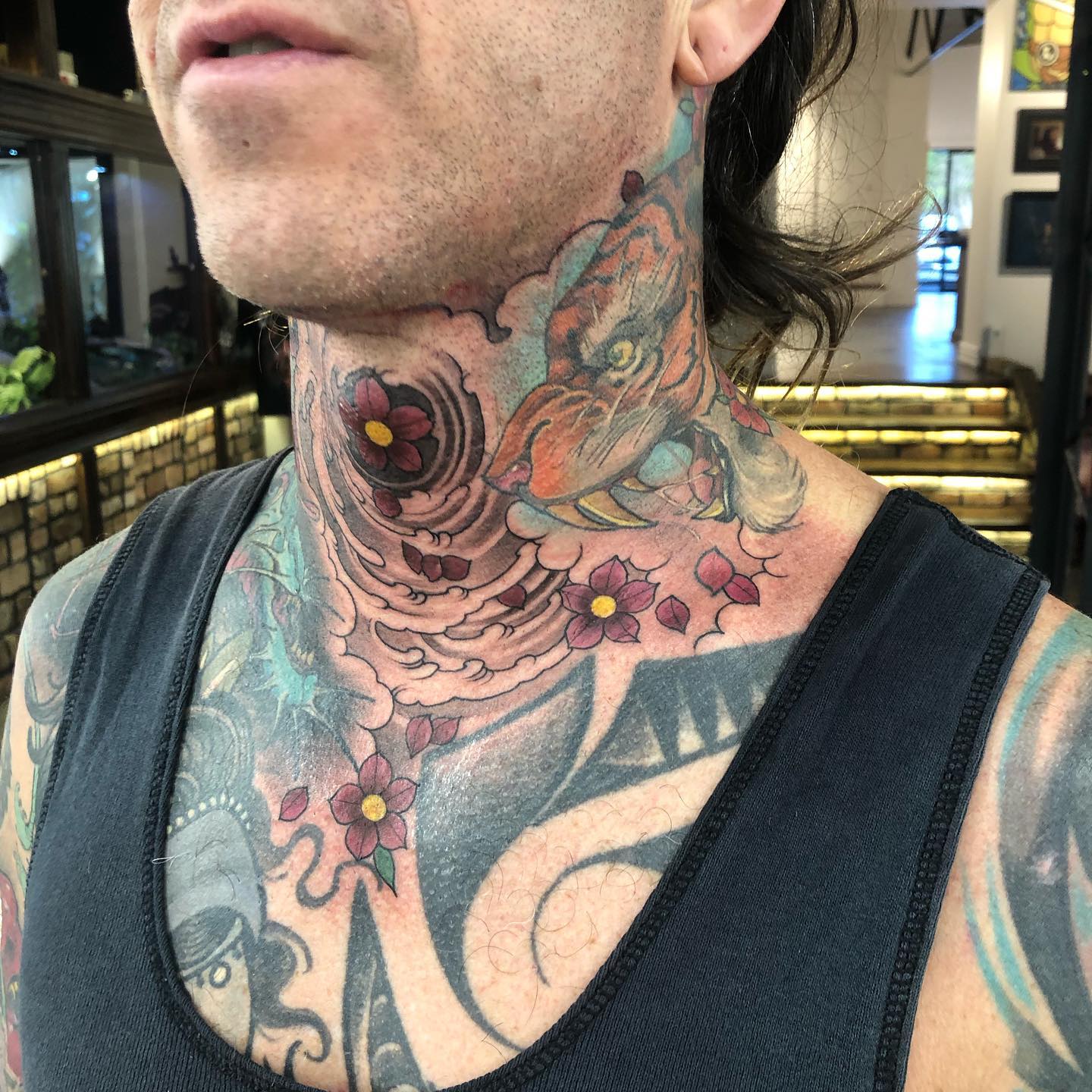 Koi Fish Neck Gap Filler Tattoo