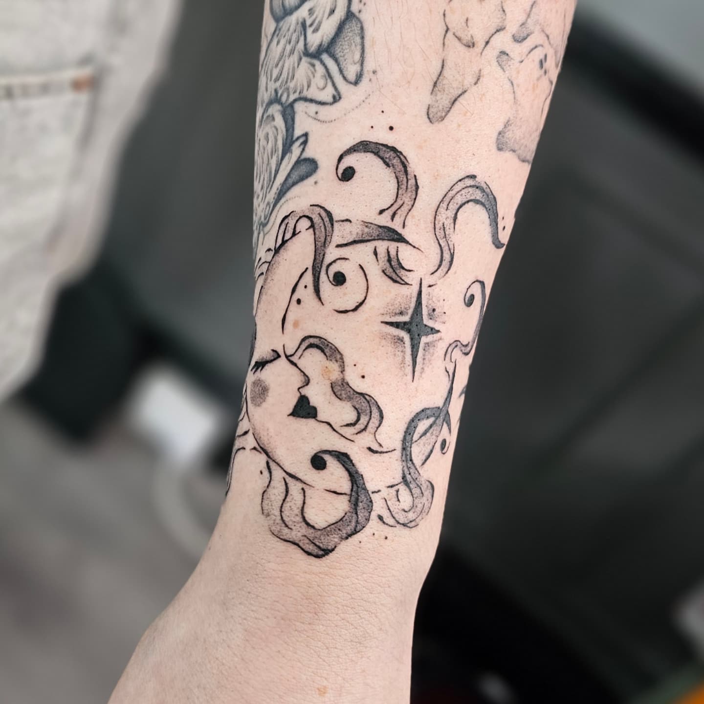 Ornamental Swirl Gap Filler Tattoo