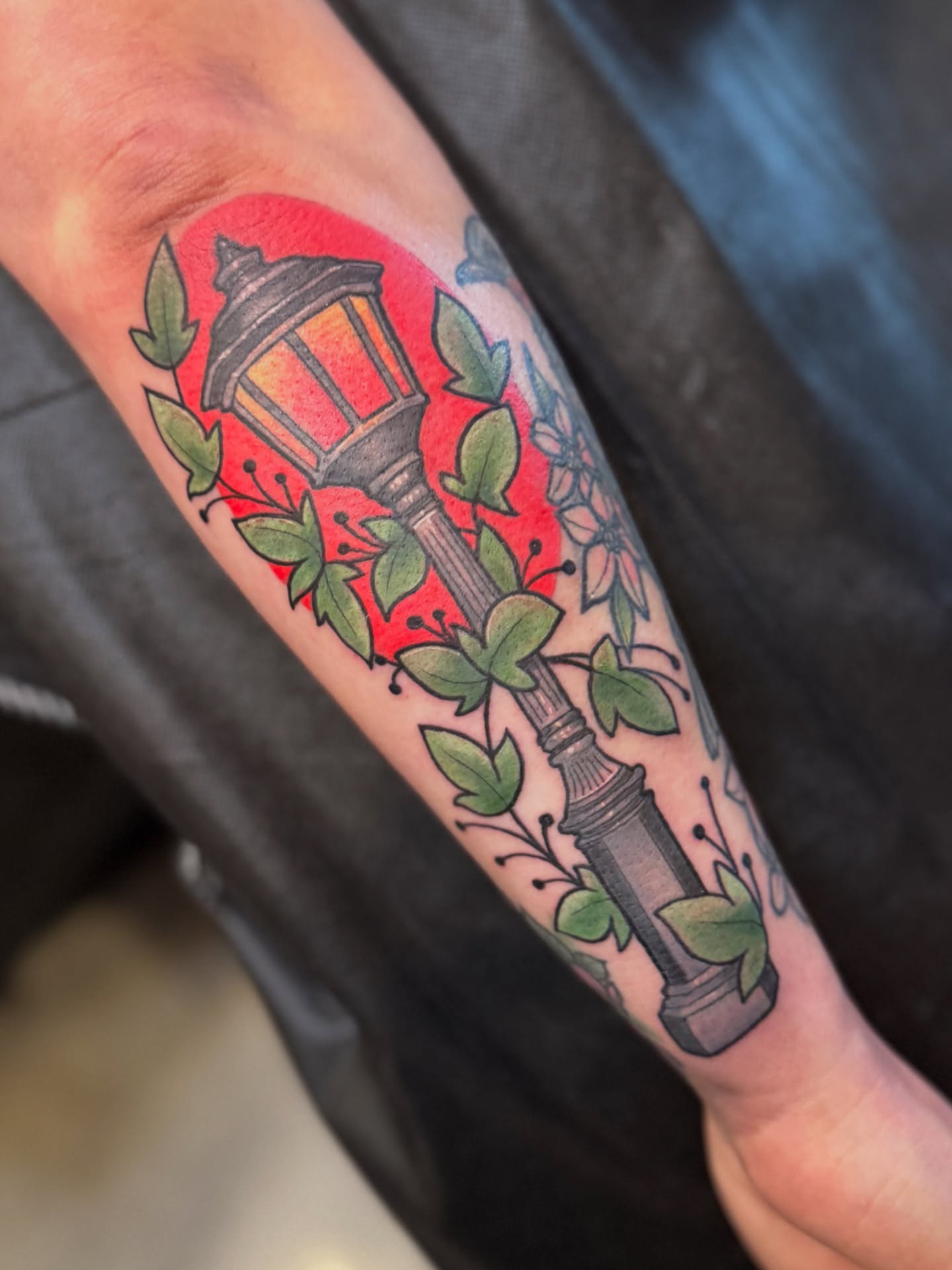 Vintage Lamp Post Gap Filler Tattoo