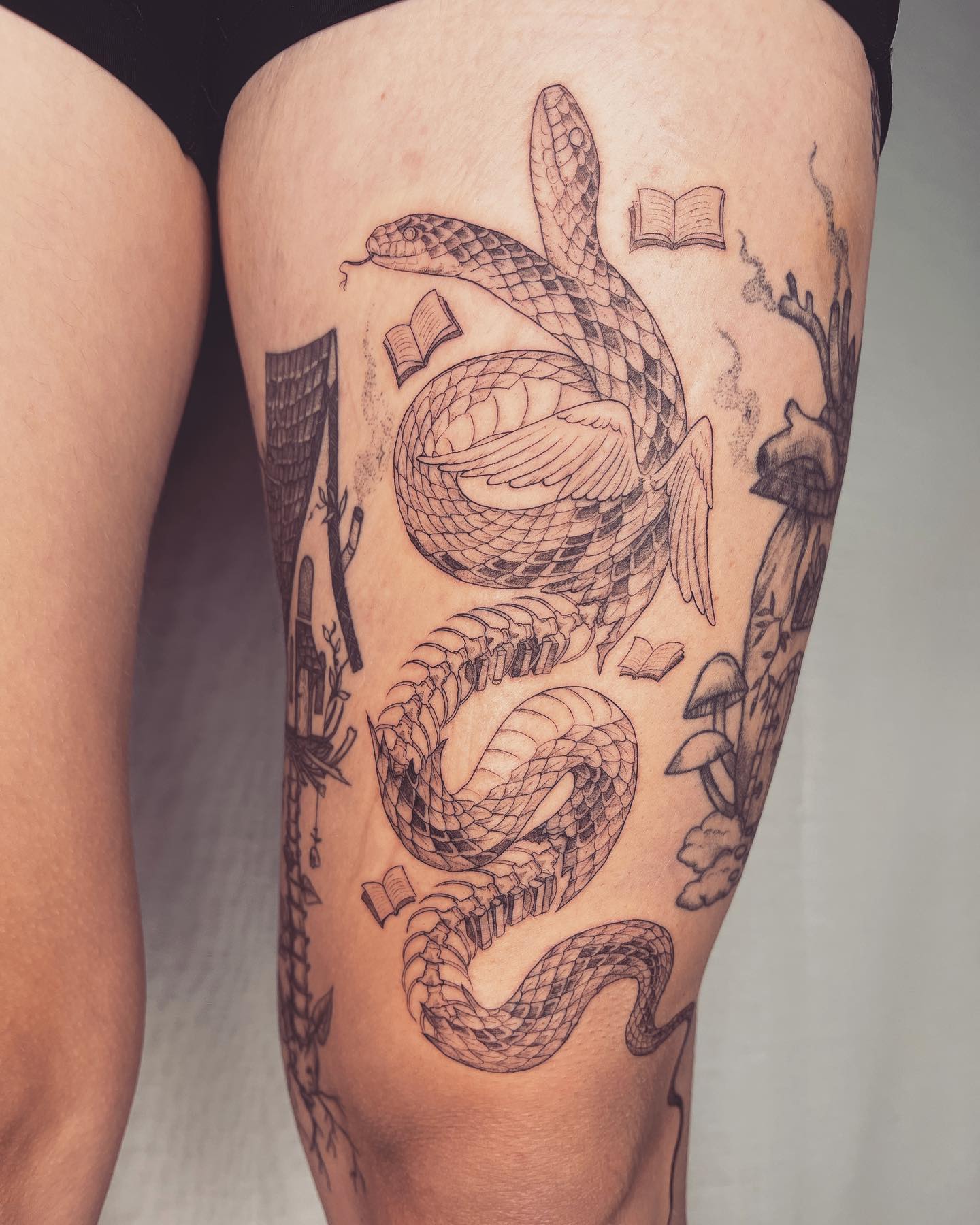 Winged Serpent Gap Filler Tattoo
