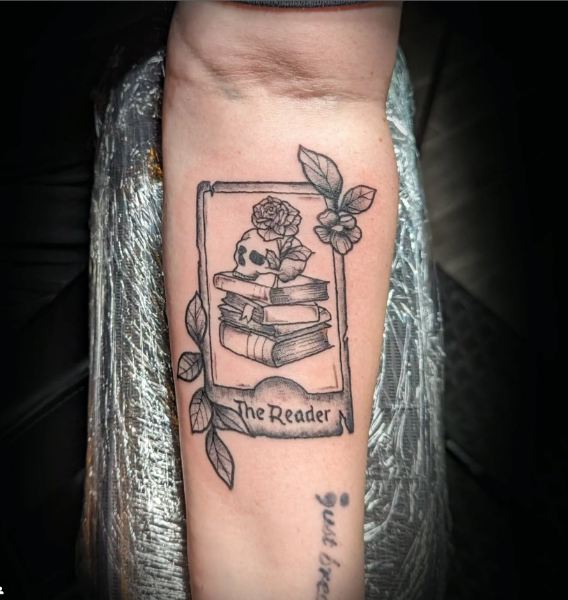 Open Book with Girl and Paper Airplane Tattoo book lover tattoos tattoo