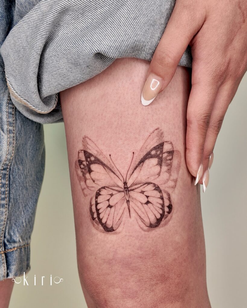 Thigh Butterfly in Motion Tattoo butterfly tattoo designs tattoo