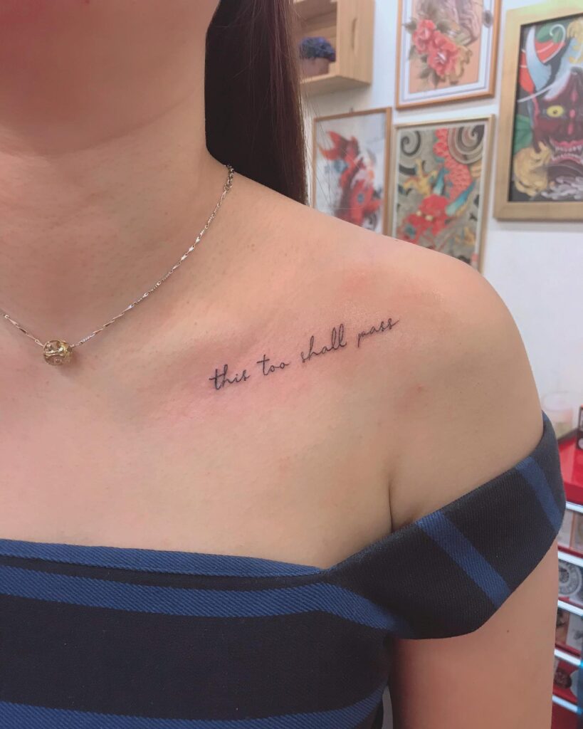Minimalist Floral Collarbone Tattoo