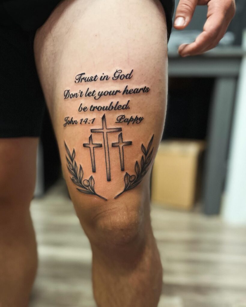 Bold Jesus Christ Portrait Back Tattoo with Abstract Elements christian tattoos tattoo