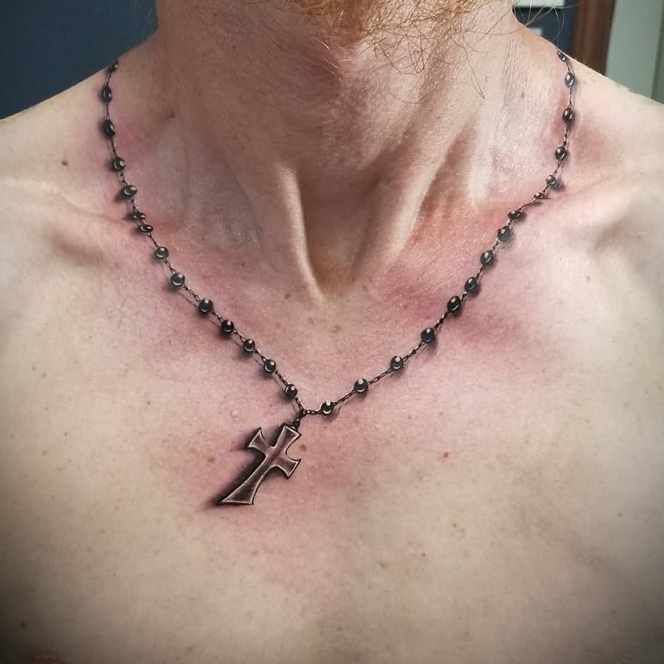 Ornamental Dotwork Collar Tattoo