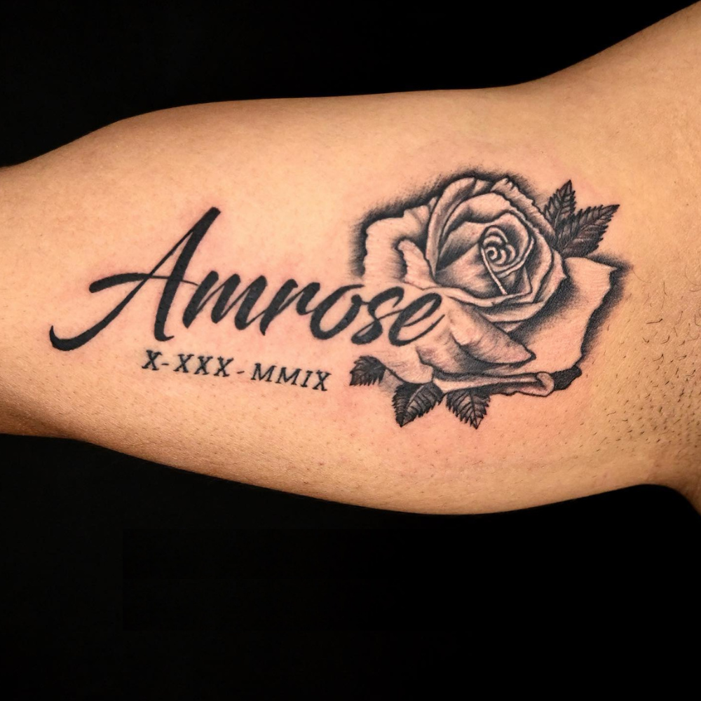 Timeless Rose Name Tattoo