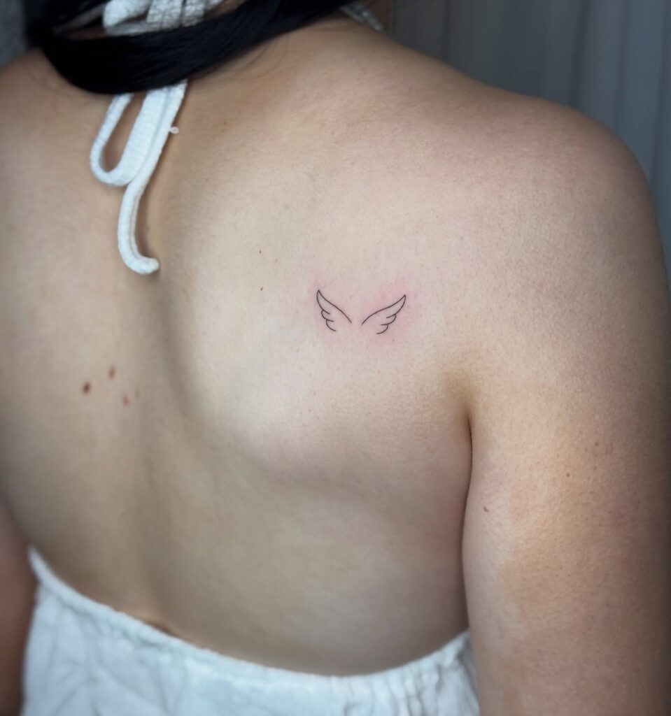 Tiny Angel Wings Tattoo on Back angel wings tattoo ideas on back tattoo